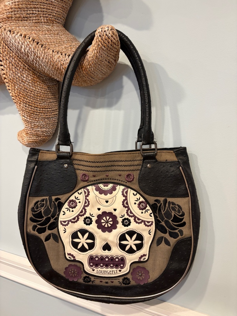 Loungefly Brown & Black Sugar Skull Tote Bag RARE